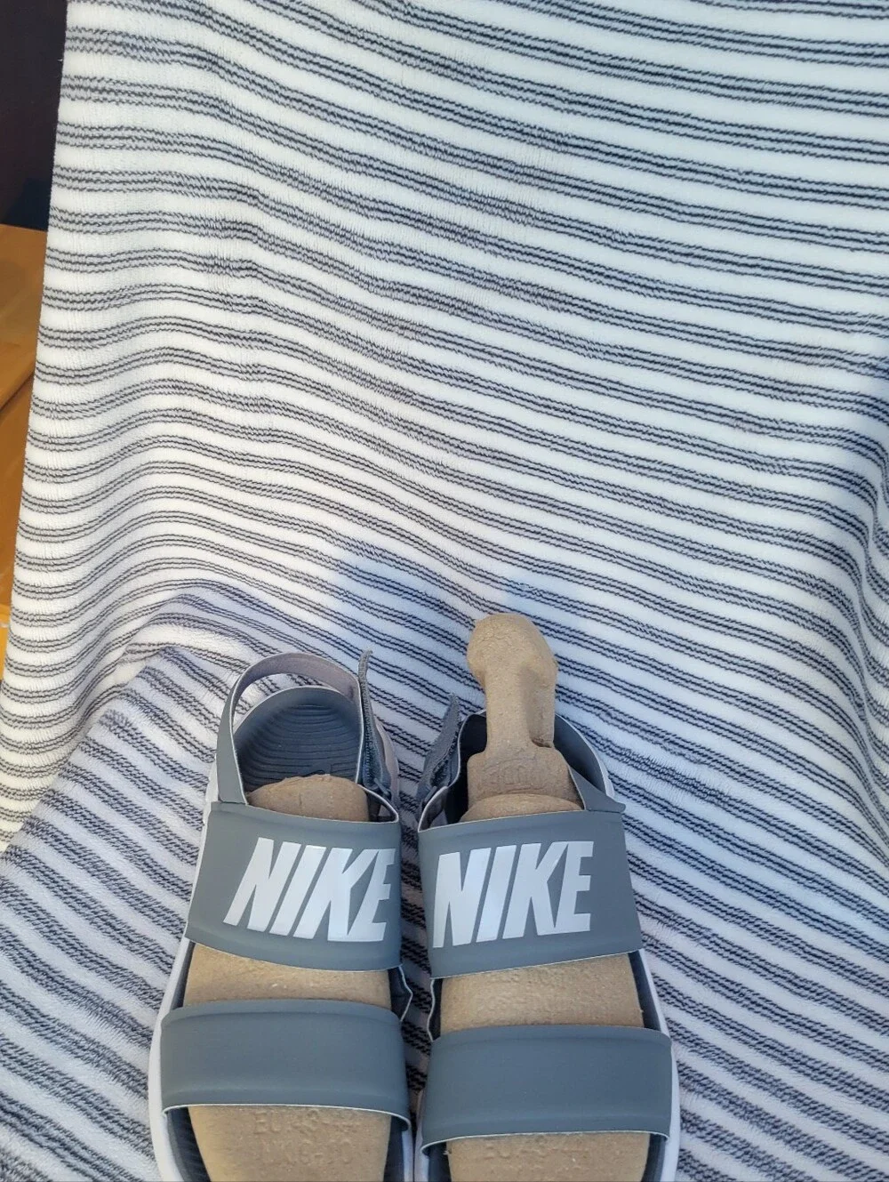 Nike Gray Double-Strap Slide Sandals